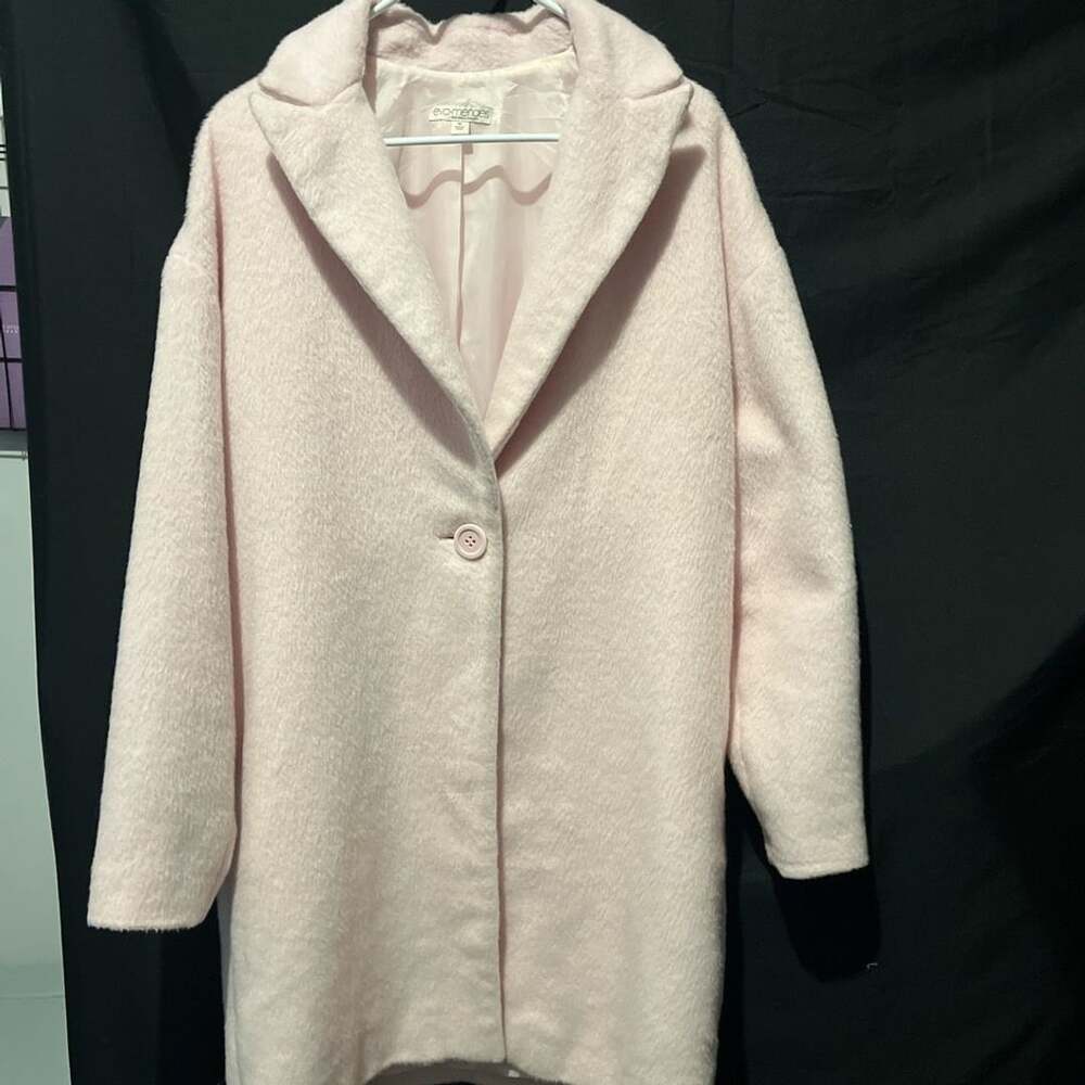 Eva Mendes for New York & Company Light Pink Fuzzy Oversized Wool Blend Coat